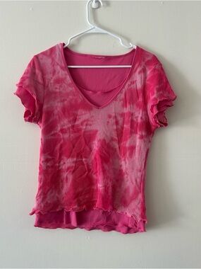 Women's Y2K Tie-Dye V-Neck Layered Tee